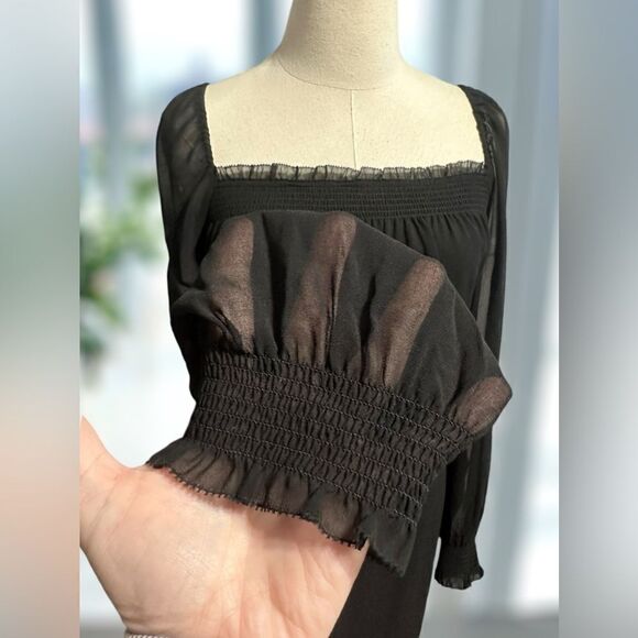 NWT Aritzia Wilfred Free Alana Babydoll Puff Long Sleeve Mini Dress Size L - Picture 11 of 13